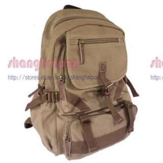 Green/Khaki Retro Canvas Rucksack Backpack Bag Army New  