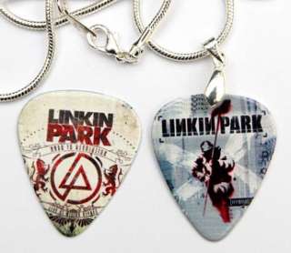 Linkin Park Silver Guitar Pick Necklace + Matching Pick  