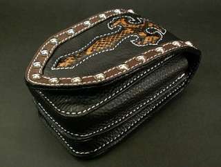 Best leather with metal studs and python inlay Leather softened with 