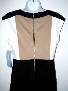 NWT LONDON TIMES Black/Beige/Cream Colorblock Knit Dress, Size 12 