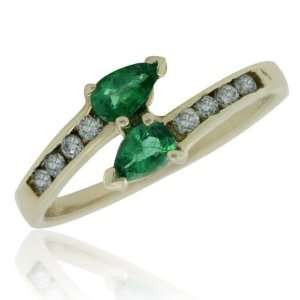   Effy® 14K Yellow Gold Diamond and Emerald Ring .53 Tcw. Jewelry