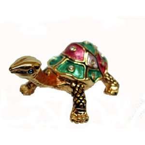  Miniature Bejeweled Enameled Multi Color Turtle Size 1 X 