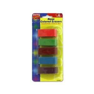  5 Pack neon erasers   Case of 96 Electronics