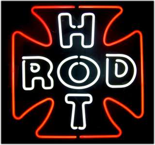 RARE NEON SIGN   HOT ROD CROSS RED CLASSIC BEER BAR  