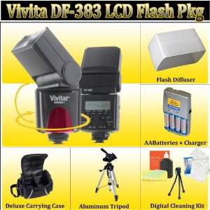 Vivitar DF 383 Dedicated TTL E TTL E TTL II LCD Flash + Flash Diffuser 