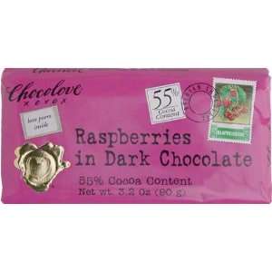  Chocolove XOXOX, Raspberries in Dark Chocolate, 55% Cocoa 