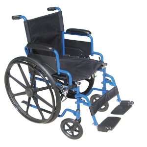   18 Wheelchair With Flip Back Desk Arm Swing Away Footrests Blue   Each