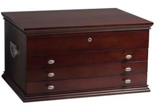 Huge Solid Wood Heirloom Jewelry Box Chest that Completely Locks Top 