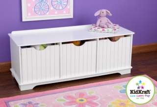   Wooden 3 Bin Storage Bench for Kids Room Bedroom Furniture Nantucket