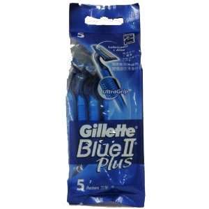  Gillette Blue II Plus (Lubricants Aloe) Ultra Grip 5 Pack 