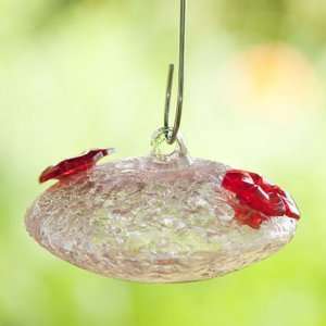  Recycled Crushed Glass Hummingbird Feeder   Pink Patio 