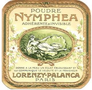 Vtg French Perfume Paris Label Nymphea Poudre Powder  