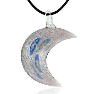   Murano Glass Purple Crescent Moon Necklace Pendant Pugster Jewelry