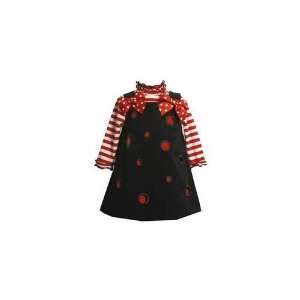  Bonnie Jean Red and Black Corduroy Jumper (Size 12 Months) Baby