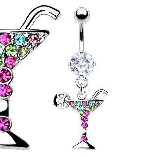   CZ MULTI COLOR GEM BELLY RING A193 BUTTON PIERCING JEWELRY  