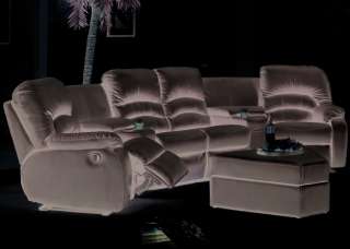   Contemporary Reclining Black Leather Sectional Sofa / Theater Seating