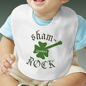  Personalized Irish Baby Bib   Shamrock Guitar Baby