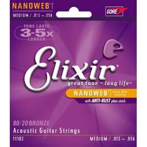  Elixir Strings Acoustic Guitar Strings, 6 String, Medium 