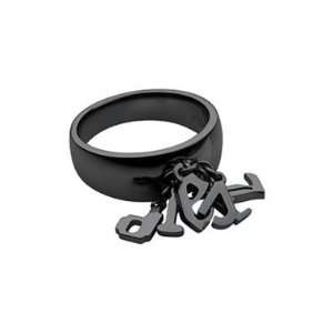  Diesel Fonts Ring (6.5, Black Ion Plated Stainless Steel 