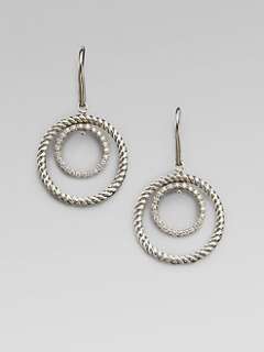 David Yurman   Diamond & Sterling Silver Circle Earrings
