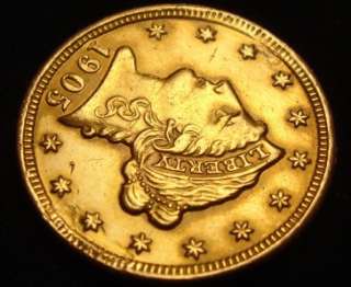 1905 $2 1/2 Liberty Head Gold Coin Quarter Eagle RARE  
