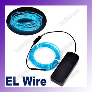 3M EL Wire Flexible Neon Light Glow Rope Tube Car Party  