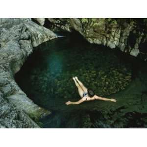  A Hiker Cools off in a Pool Near Howe Brook in Baxter 