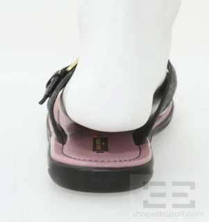 Louis Vuitton Dark Monogram Denim & Gold Buckle Thong Sandals Size 41 