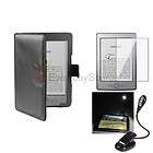 For  Kindle 4 WiFi Black Leather Case Cover + Free Screen Guard 