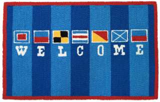 NAUTICAL Flags Welcome ACCENT RUG 2x3 Blue Mat NEW  
