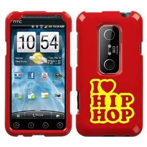  HTC EVO 3D YELLOW I LOVE HIP HOP ON A RED HARD CASE COVER 