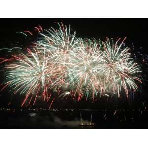 Fireworks Light Up the Night Sky after the Opening Ceremony for the 