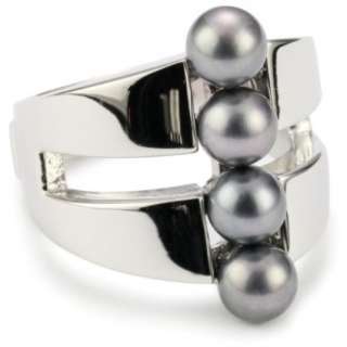 ELLE Jewelry Midnight Mascara 4Pearl Sterling Silver Ringer, Size 7 