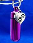 cremation keepsake memorial keychain urn purple w paw prints heart 