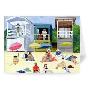 Beach Huts, 1991 (w/c) by Judy Joel   Greeting Card (Pack of 2)   7x5 