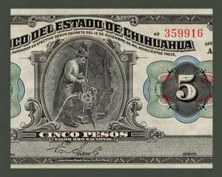 PESOS Banknote MEXICO REVOLUTION   1913   Miner   AU+  