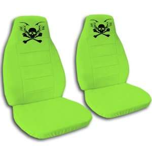  Green seat covers with a Dead Skull for a 2006 to 2012 Chevy Impala 