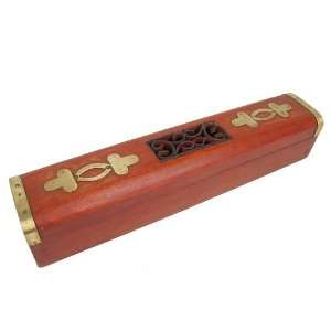 Incense Holder, Ash Catcher Box, Made of Wood, Brass, and Ironwork