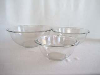 Pyrex Clear Glass Mixing Nesting Bowls (3) USA  