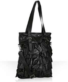 Hype black leather Alexis ruffle cross body tote   