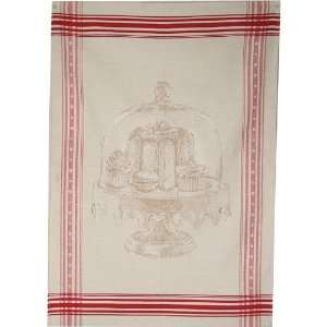    Paris Pastries French Red Taupe Jacquard Tea Towel