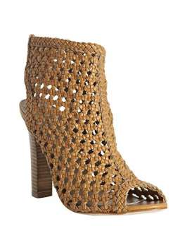 Candela camel woven leather peep toe sandals