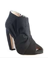 Miu Miu charcoal felted wool knotted peep toe bootie style# 317718401