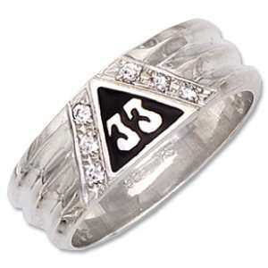    Sterling Silver 33 Degree Masonic Ring with CZ Accents Jewelry