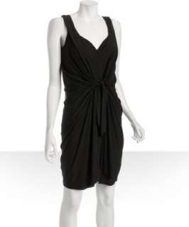 Diane Von Furstenberg black jersey Milton v neck draped dress 