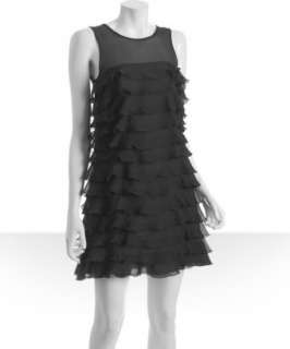 Marc by Marc Jacobs washed ink fishnet georgette tiered ruffle dress 