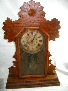 VINTAGE E. INGRAHAM & CO. WOOD MANTEL OR SHELF CLOCK  