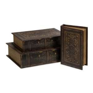   Collection, Set of 3 by IMAX Distressed Leather Bound Storage Boxes