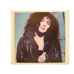    Cher Poster Color Eyes Closed in Leather Jacket