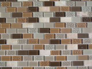 Taupe Subway Glass and Stone Mix Tile / 220 sq ft / Kitchen Backsplash 
